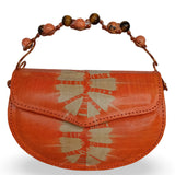 Beaded Copper Handle Batik Purse (Orange)