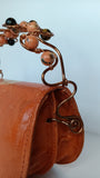 Beaded Copper Handle Purse (Orange)