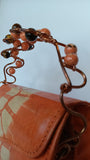 Beaded Copper Handle Purse (Orange)