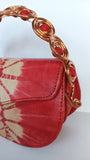 Beaded Copper Handle Batik Purse (Red)