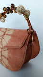 Beaded Copper Handle Batik Purse (Tan)
