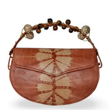 Beaded Copper Handle Batik Purse (Tan)