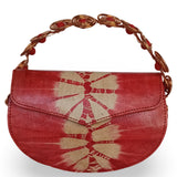 Beaded Copper Handle Batik Purse (Red)