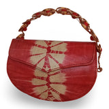 Beaded Copper Handle Batik Purse (Red)