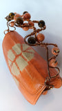 Beaded Copper Handle Purse (Orange)