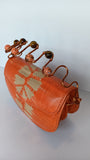Beaded Copper Handle Batik Purse (Orange)