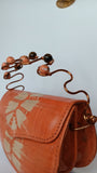 Beaded Copper Handle Batik Purse (Orange)