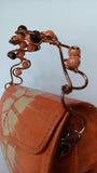 Beaded Copper Handle Purse (Orange)