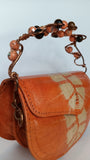 Beaded Copper Handle Purse (Orange)