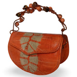 Beaded Copper Handle Purse (Orange)