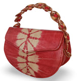 Beaded Copper Handle Batik Purse (Red)