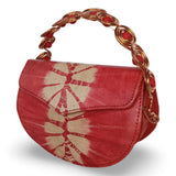 Beaded Copper Handle Batik Purse (Red)