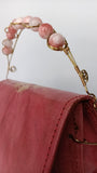 Beaded Copper Handle Purse (Rose Gold)
