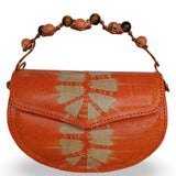 Beaded Copper Handle Batik Purse (Orange)
