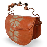 Beaded Copper Handle Batik Purse (Orange)