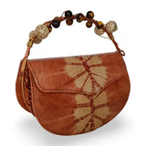 Beaded Copper Handle Batik Purse (Tan)